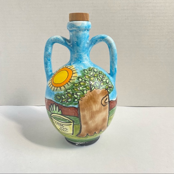 NINO PARRUCCA Hand Painted Ceramic Two Handle Oil Decanter Pitcher Made in Italy - Picture 8 of 13